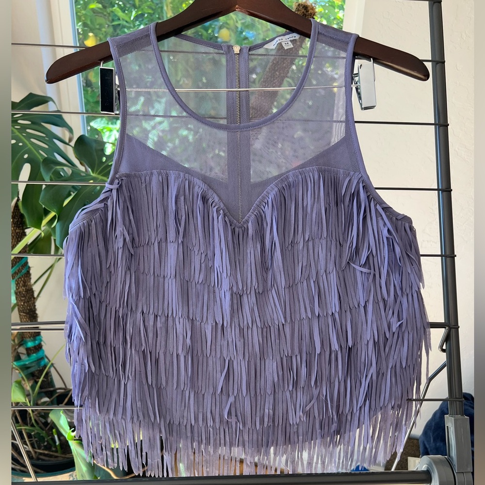 Naked Zebra Lavender Fringe Sleeveless Top - Size M